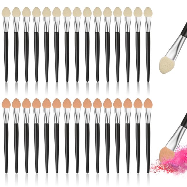 30 Pieces Eyeshadow Applicators, Eyeshadow Brush Sponge Brushes Makeup Applicator 7.5 cm/3 Inch Reusable Foam Tip Makeup Eye Shadow Applicator Brush Set Washable Ink Paints Painting Small Brushes