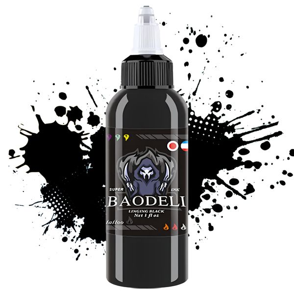 DLD Super Quality Triple Black Tattoo Ink 4oz (120ml/150g/bottle) Professional Tattoo Supplies EU Compliant Pigments Vegan Friendly Suitable for Human Skin Body Art Ink