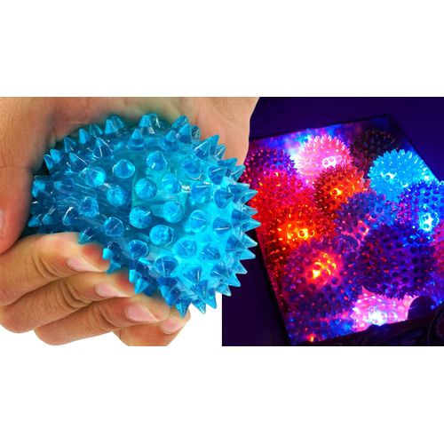 JA-RU Light Up Rubber Spike Ball (Pack of 4 Balls) with Flashing Lights | Bouncy Stress Ball | Great Fidget Ball Toy for Kids | Bulk Bouncing Sensory Balls | Plus 1 Bouncy Ball. #695-4p