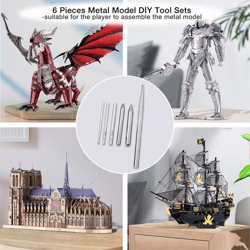 6 Pieces Metal Model Kits Tool Sets, Edges Tabs Cylinder Cone Shape Bending Assist Tools for DIY 3D Metal Puzzles Assemble Model Kits for Adults Teens