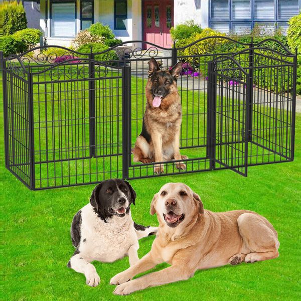 Heavy Duty Metal Dog Fence Cat Play Pen Pet Metal Cage Indoor Outdoor Run Kennel