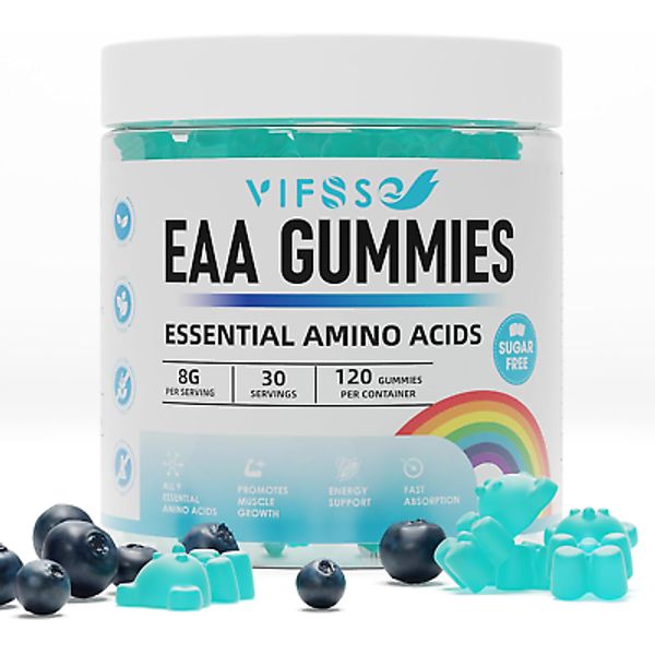 EAA Gummies 120 Gummies (Blue Raspberry), Essential Amino Acids - All 9