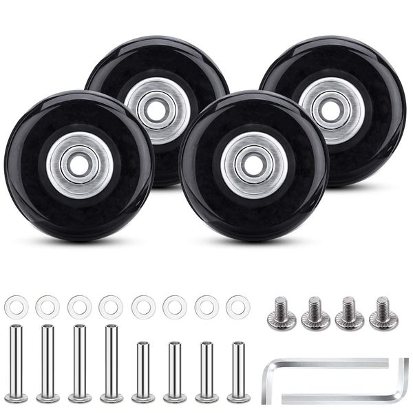 4 Stück Kofferrollen Ersatzrollen, 50mm*18mm Ersatzrollen Für Koffer, Gummi Ersatz, Räder Koffer Ersatzräder, Trolley Ersatzrollen Luggage Replacement Wheels