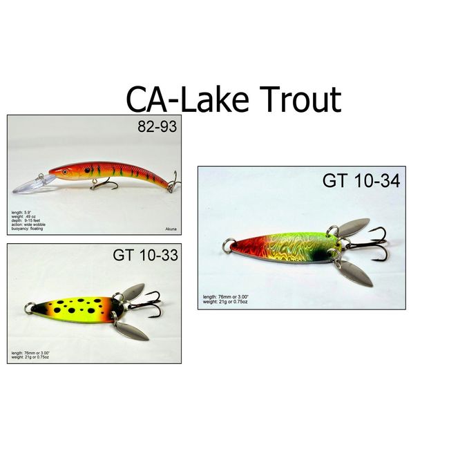 Akuna LT3A Lake Trout Fishing Lure for USA 50 States (Pack of 3), California