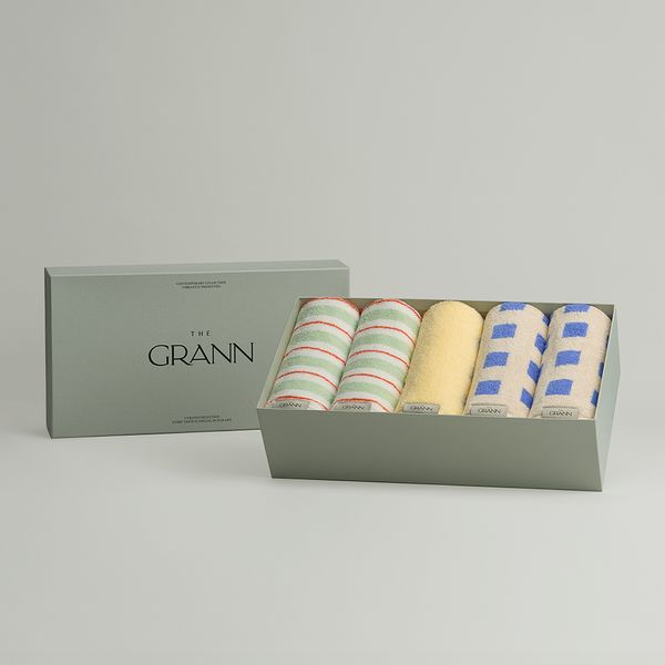 [Gift Wrapping] The Gran 5P Gift Set - Edition Face Towel / Picnic Green, Blue Square, Total Paris, Strawberry Chocolate 7 types