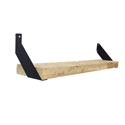 Concept Fusion Set of Two Bent Metal Industrial Angle Shelf Brackets Flat Black Powder Coated Finish (5.5X5.5)