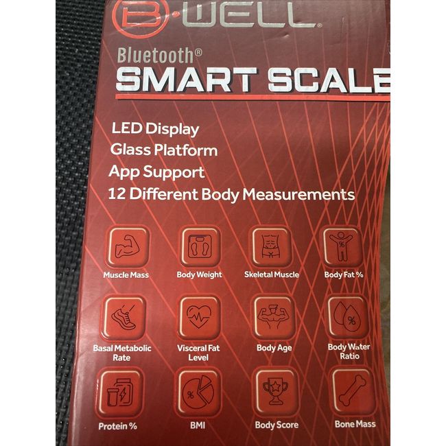 B Well Bluetooth Smart Scale weight scale LED Display Glass Platform (DE)
