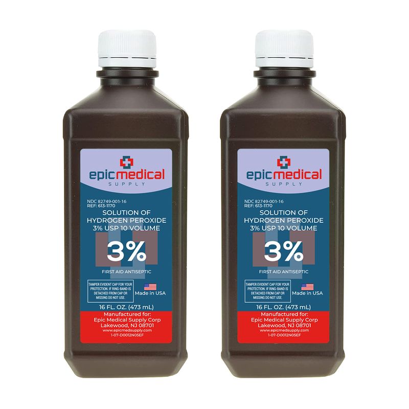 Epic Medical Supply H2O2 Hydrogen Peroxide Solution 3% USP - 16 oz ...