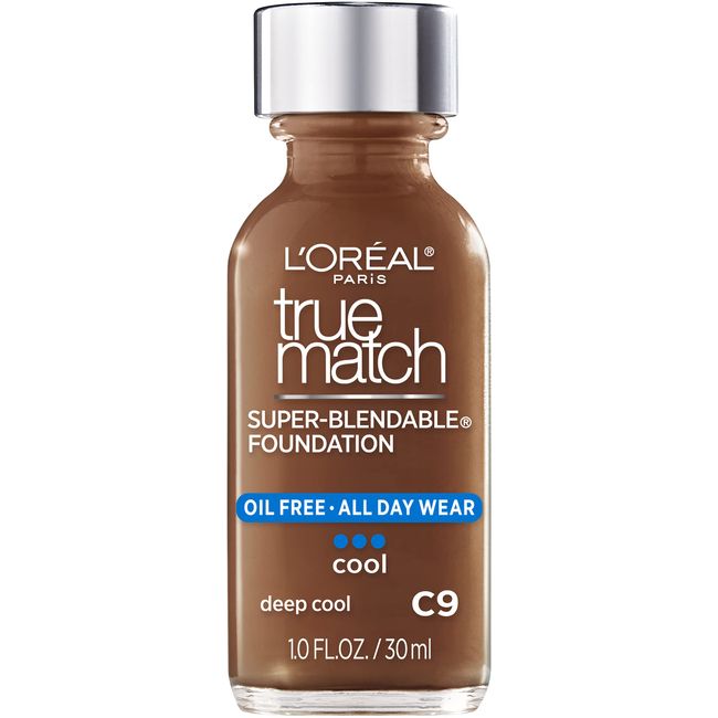 L'Oreal Paris Makeup True Match Super-Blendable Liquid Foundation, Deep Cool C9, 1 Fl Oz, 1 Count