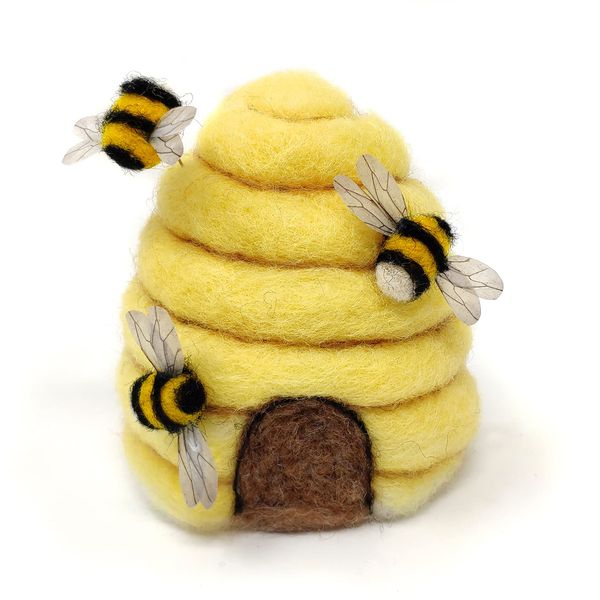 The Crafty Kit Company Bee Hive Needle Felting Craft Kit for Beginners Including Corriedale Wool, Needles and Instructions