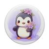Cute pinguin with purple flower PopSockets Swappable PopGrip