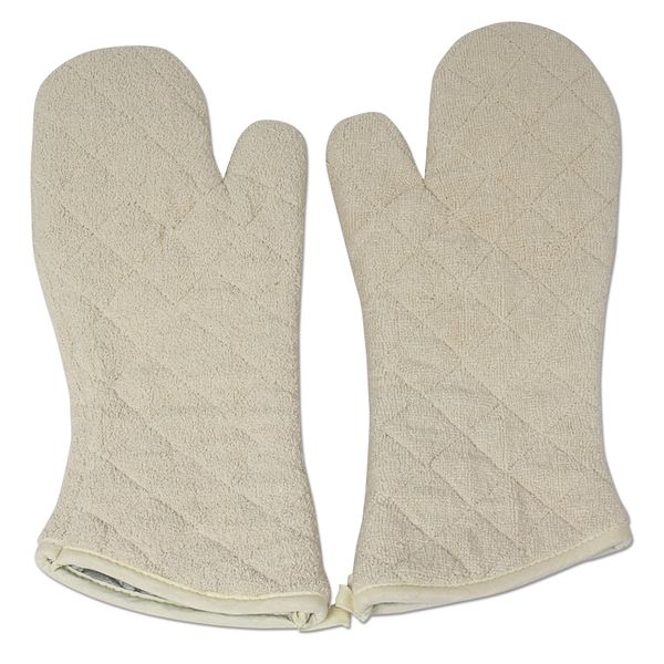 Nouvelle Legende® Cotton Quilted Terry Oven Mitts Long Lasting Heat Resistance Protection 17 Inches Set of 2