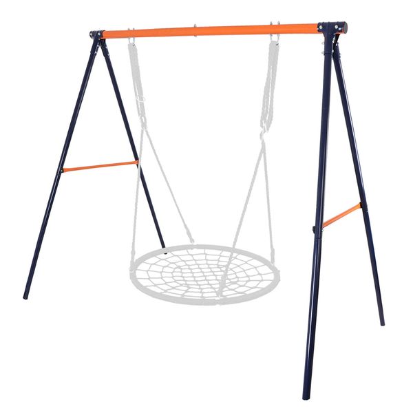 48'' Spider Web Tree Net & Metal A-Frame Swing Set Children Patio Activity Set