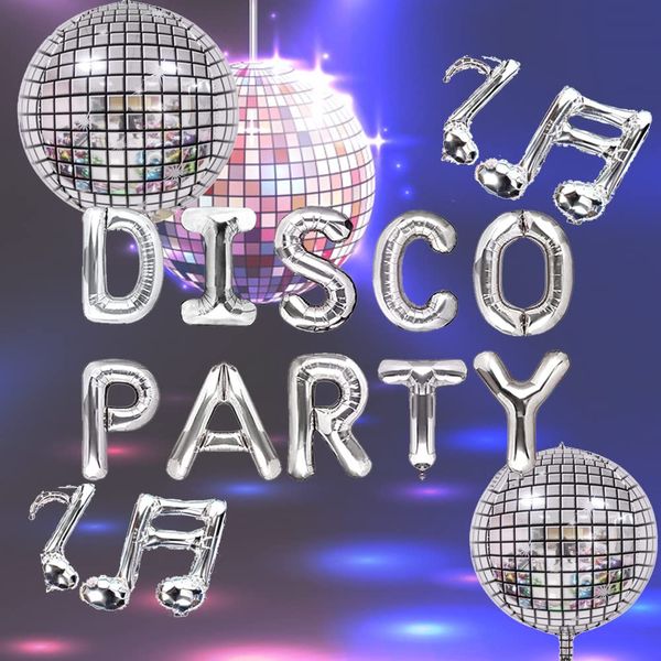 LaVenty Set of 5 Disco Party Balloons Disco Fever Party Decoration 70s Disco Party Decoration Saturday Night Fever Party Decorations Disco Ball Dance Birthday Party Supplies