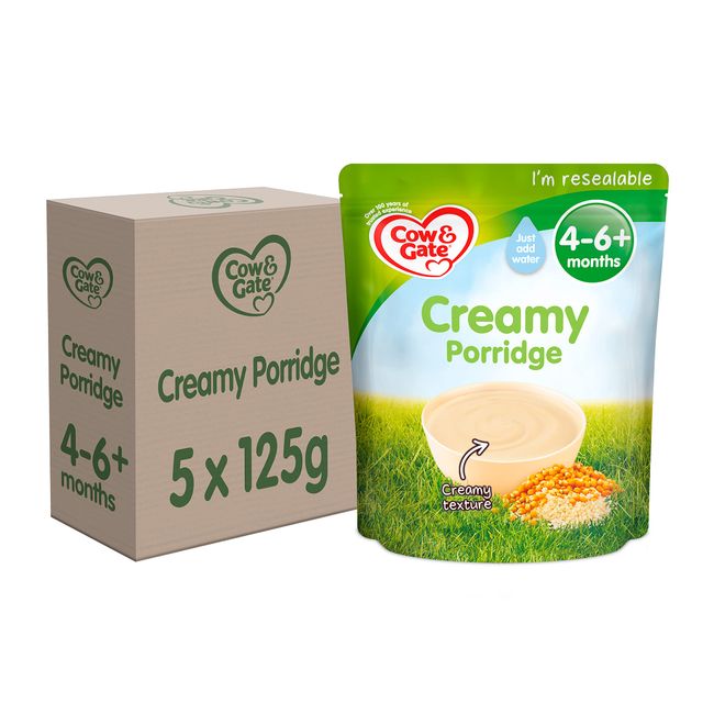 Cow & Gate Creamy Porridge Baby Food Cereal, 4-6+ Months, 125g (Pack of 5)