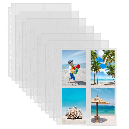 Sooez 30 Pack Heavy Duty Photo Page Protector (3.5x5, Display 240 Photos), Plastic Clear Photo Album Sleeves for 3-Ring Binder, Four Pockets Per Page Top Loading