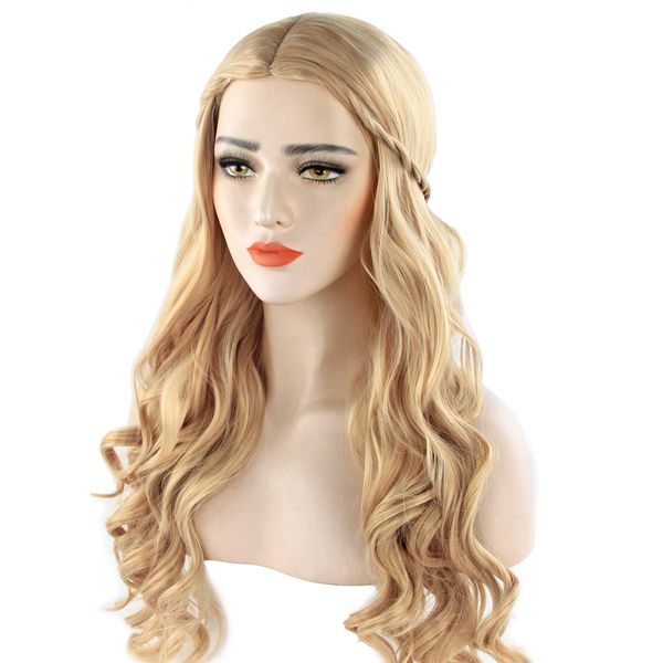 Damen Perücke Blond Lockig Gelockt Gewellt Wig Lang Kunsthaar für Kostüm Cosplay Party Karneval Fashion ca.70 cm von Discoball