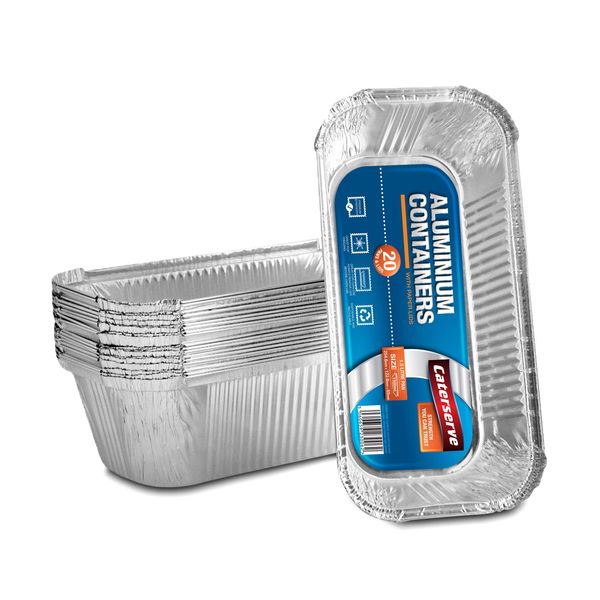 Aluminum Foil Trays Containers Aluminium with Paper Lids 1500ml. Great for Baking Food Storage Takeaway Tins (20 Pack)