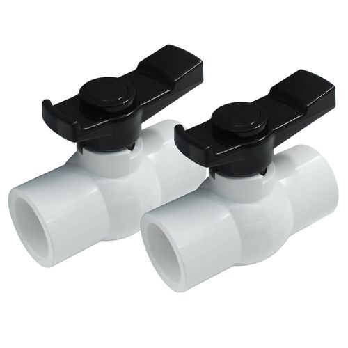 Cionyce 1 Inch PVC Ball Valve with Black T-Handle - 2 Pack Heavy Duty Shut-Off Valve for Cold Water Supply Lines, Swimming Pool & Irrigation Systems