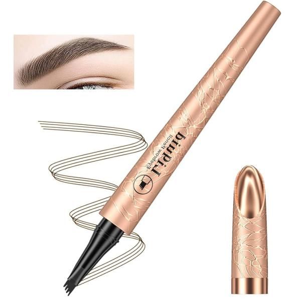 Eyebrow Pencil Brown Tattoo Pen Fork Tip Waterproof Microblading Liquid Brow Quick Precision Fill Line for Women