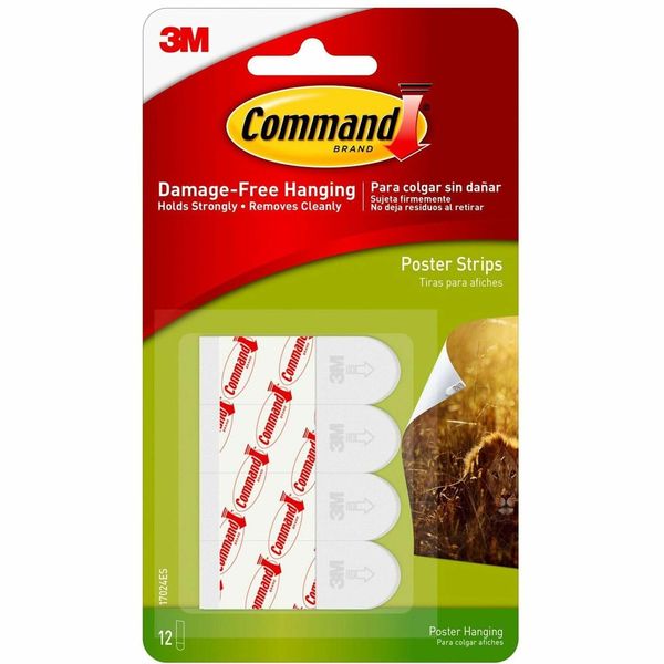 3M Command 17024Es Poster Strips, White, 12/Pack