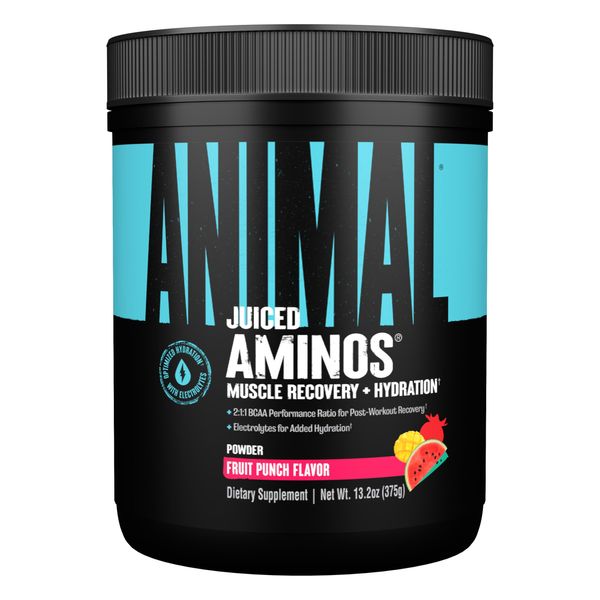 Animal Juiced Amino Acids - BCAA Powder EAA Matrix Plus Hydration with Electrolytes and Sea Salt Anytime Recovery and Improved Performance, Fruit Punch Flavor, 30 Servings