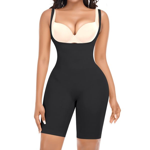 YARRCO Shapewear Damen Body Shaper Bauchweg Shaping Bodysuits Figurformende Unterwäsche Miederbody Miederhose (Schwarz, S)