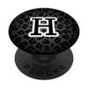 Letter H Black Cheetah Leopard Cat Animal Print Initial PopSockets Swappable PopGrip