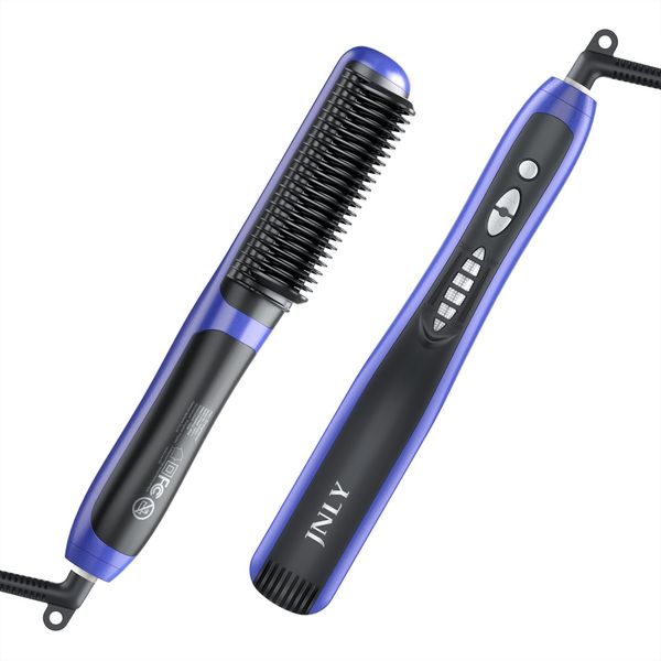 JNLY Hair Straightener Brush, 3 in 1 Hair Straightener Comb, Ionic Hot Brush Hair Straightening Comb, 6 Temps Fast Heating Anti-Frizz Anti-Scald Auto-Off, for Women Professional Styling Salon at Home