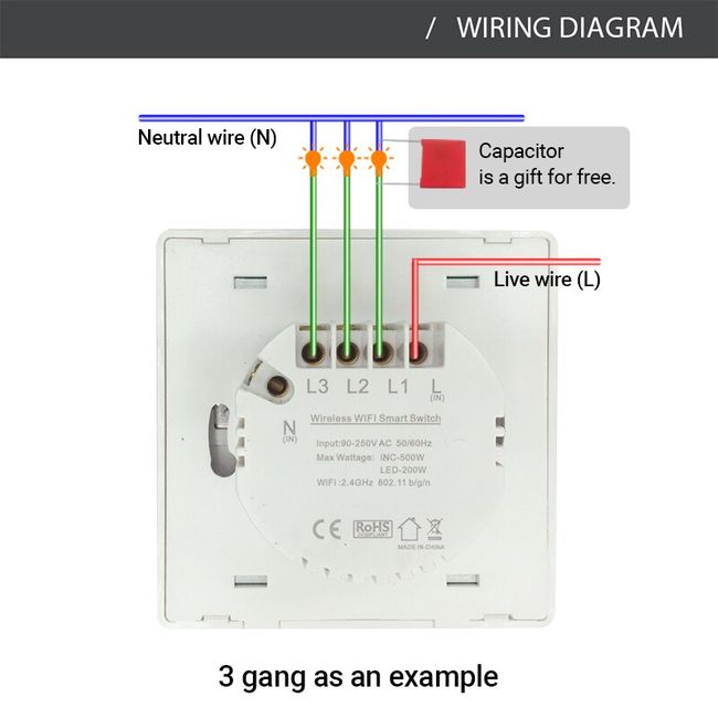 WiFi Smart Wall Light Switch RF433 Push Button Transmitter Kit