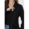 Womens One Button Blazer Lightweight Office Work Suit Jacket (918 Black, S)