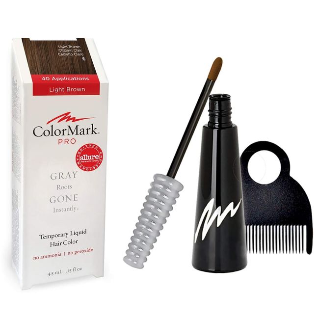 ColorMark PRO Liquid Gray Root Touch Up Wand Applicator, Real Hair Color - Light Brown