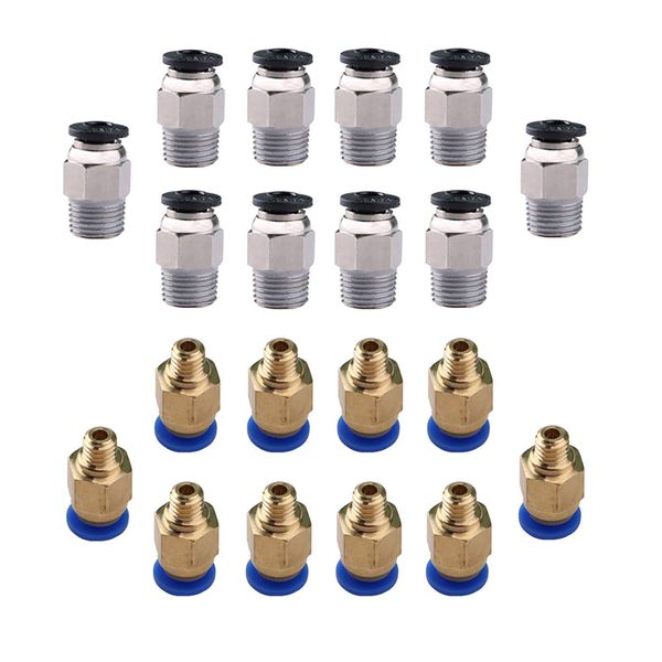 CESFONJER PC4-M6 Pneumatic Straight Fitting (Pack of 10), PC4-M10 Straight Pneumatic Fitting (10 Pieces), E3D-V6 Fitting Connector for 3D Printer for Extruder