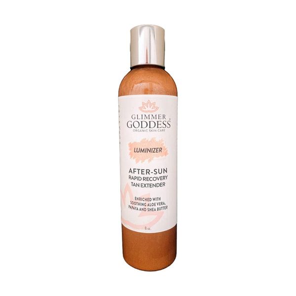 GLIMMER GODDESS Organic After Sun Shimmer Lotion - Enriched with Aloe Vera, Pineapple, Shea Butter and Papaya