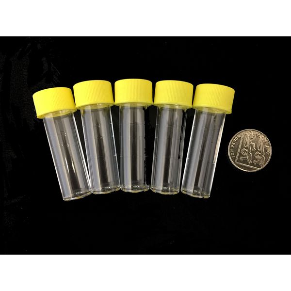 5ml plastic test tubes vials sample containers powder craft with yellow screw caps (100)