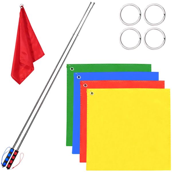 SETHVILL 4 Pcs Horse Training Flag Horse Training Equipment with 48" Telescopic Handheld Flagpoles, Portable Equestrian Nylon Training Flag for Horse Lunging Training