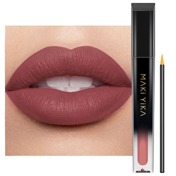 MAKI YIKA Brown Nude Liquid Lipstick for Women, Color Stay Long Lasting Warm Brown Matte Lipstick for Latte Makeup, Transferproof & Smudgeproof, DINNER TIME