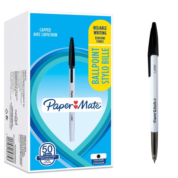 Paper Mate 045 Ballpoint Pens | Medium Point (1.0 mm) | Black Ink | 50 Count