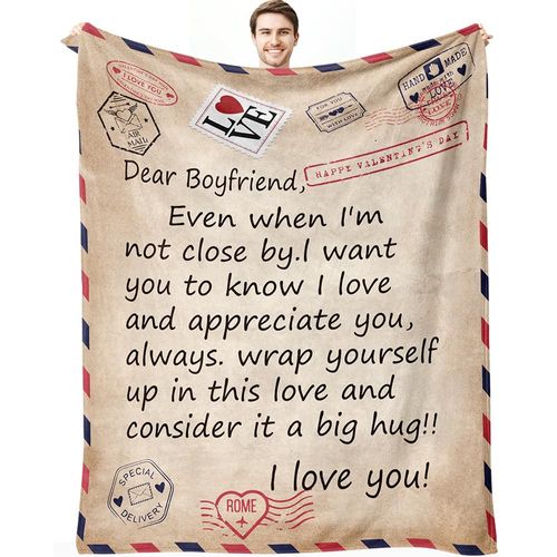 HyggeHub Boyfriend Blanket from Girlfriend,Best Sentimental Romantic Anniversary Birthday Gifts for Him Boyfriend,60"x50" Blankets