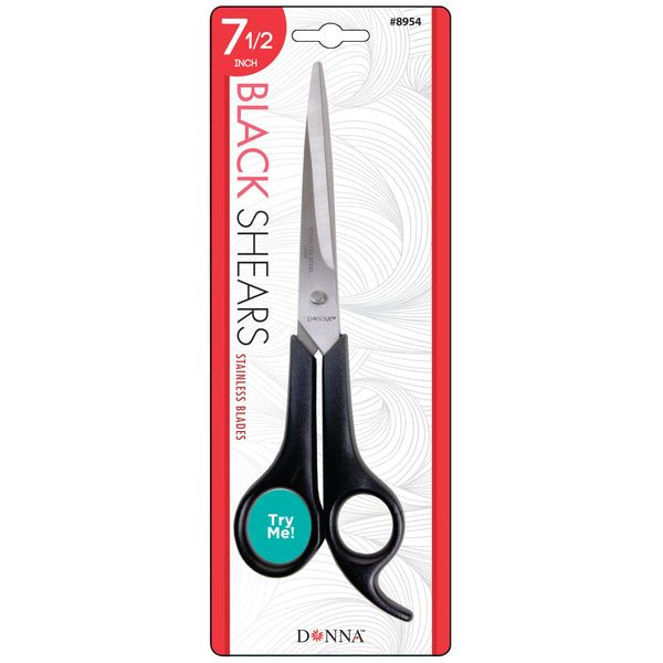 Donna 7.5" Stainless Blade Black Shears Barber hair Cutting Scissors Sharp Blades Hairdresser Haircut, Fabric Scissors Tailor Sewing Shears, Scissors Multipurpose