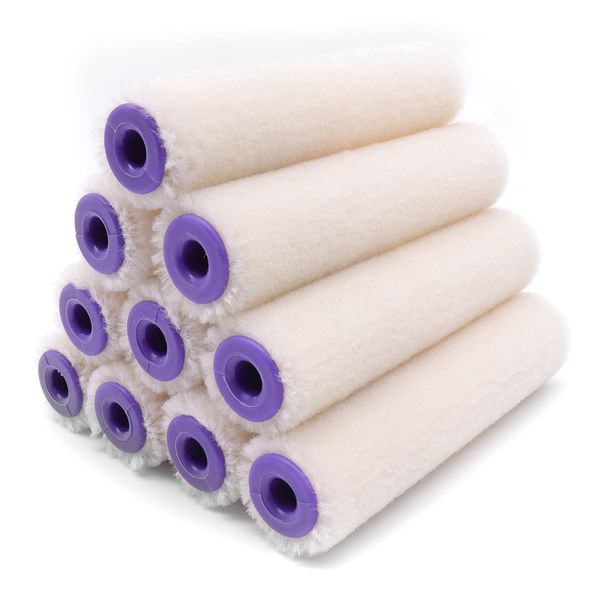 COTTAM Velour/Mohair Paint Roller Sleeves (Short Pile) x10 | Mini/Small 4 Inch | The Mini Rollers for Gloss Painting, Varnishes, Wood Stains