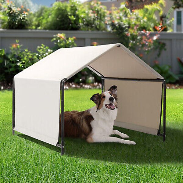 Dog Tent 4x4x3.3FT Portable Creamy White Pet Shelter Outdoor Canopy for Dogs