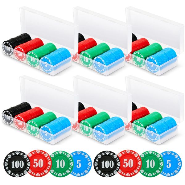 Lewtemi Poker Chips with Denominations Poker Chip Set Plastic Counters Chip Casino Chips with Poker Chip Holder Storage Box for Texas Home Game Nights Holdem Poker Blackjack or Roulette Casino (300)