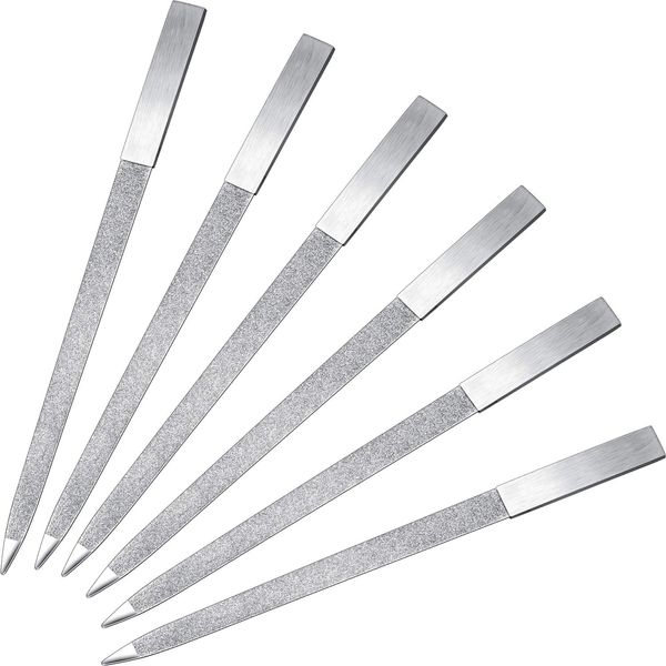 6 Pieces Diamond Nail File Stainless Steel Double Side Nail File Metal File Buffer Fingernails Toenails Manicure Files for Salon and Home (7 Inch)