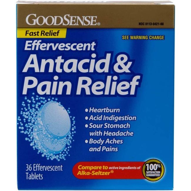 Goodsense Effervescent Antacid and Pain Relief, 36 Count