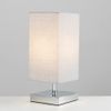 Modern Square Polished Chrome Touch Table Lamp with a Grey Shade