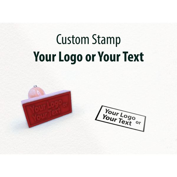 SugarGecko Custom Logo Stamp, Wooden Handle, Rectangular, 50*20mm, Rubber, 5 Lines, Ink Pad Separate