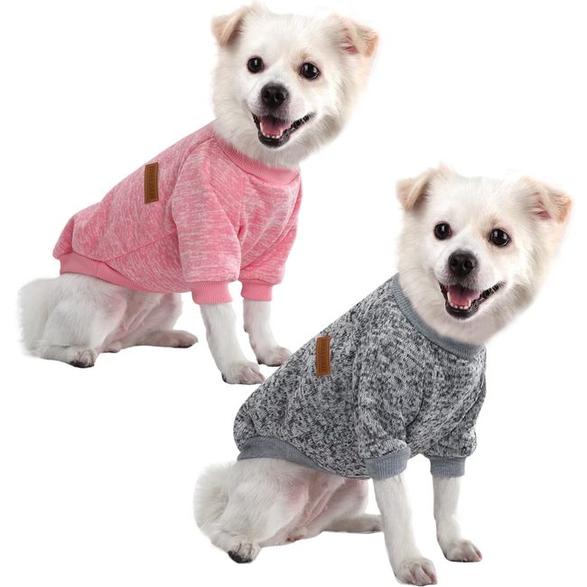 HuaLiSiJi Hundepullover Kleine Hunde Chihuahua Pullover Hunde Hoodie Hunde Strickpullover, Warm und Leicht, Mit Einer Weichen Textur, Elastizität Leicht zu Tragen (Pink+Grey, XXL)