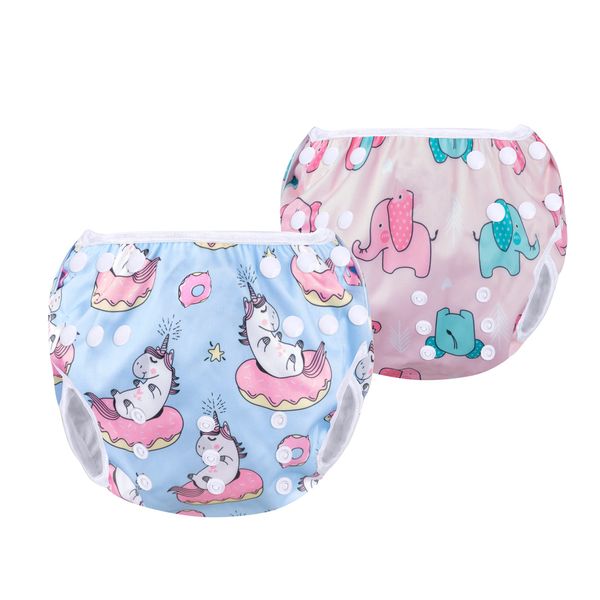 Luxja Schwimmwindel Baby, 2 Stück Schwimmhose für Baby, Junge, Mädchen (0-3 Jahr), One Size Badewindelhosen, Wiederverwendbare Schwimmwindeln Einstellbare für Kleinkinder