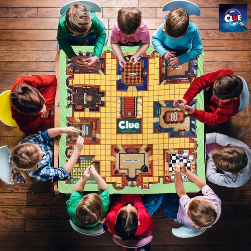 Vaulted Skulls & Co Clue Game Board | Clue Throw Blanket | Oversized Clue Game Board | Giant Clue Floor Board Game | 60 X 60 Inches | Officially Licensed